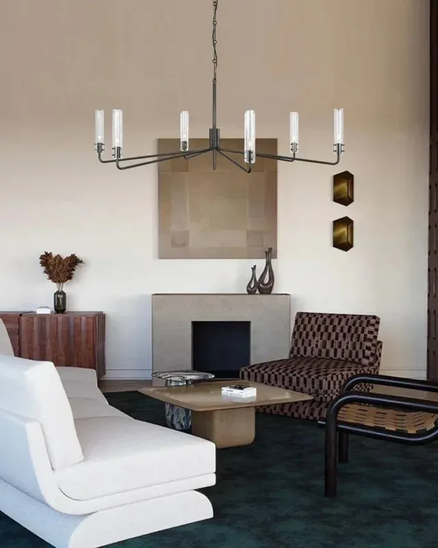 Lugano Linear Chandelier - Statement Two-Tier Clear Glass - Iron — LightsStory LED Linear Lights  