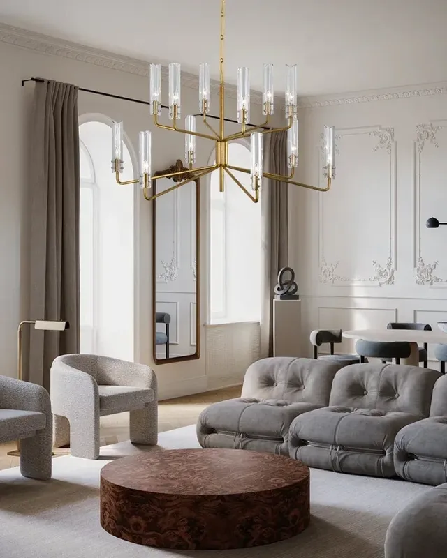 Lugano Linear Chandelier - Statement Clear Glass - Two-Tier Design — LightsStory LED Linear Lights  