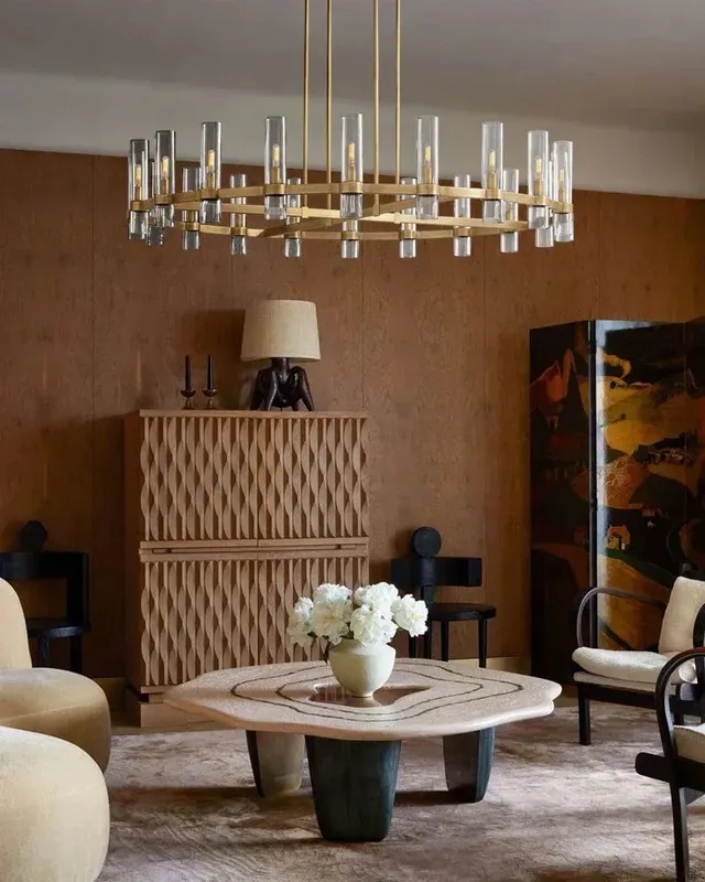 Portofino Round Statement Chandelier - Crystal Clear Glass - Small — LightsStory LED Pendant Lights  