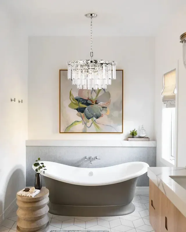 Gstaad Statement Glass Chandelier - Tiered Clear Glass - Lux Gold Large — LightsStory LED Pendant Lights  