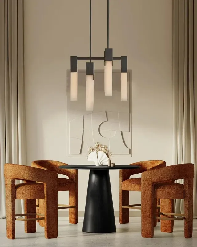 Annecy Alabaster Linear Chandelier - Lux Heritage Brass & Black — LightsStory LED Linear Lights  
