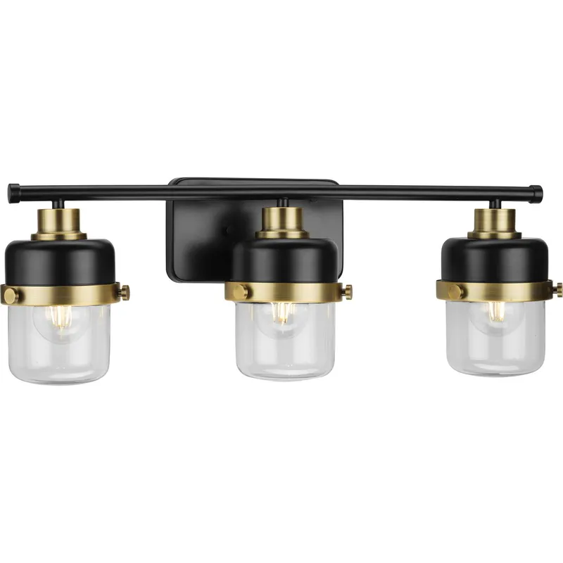 Beckner Collection Three-Light Clear Glass Bath Light — Progress Lighting LED Wall Lights  