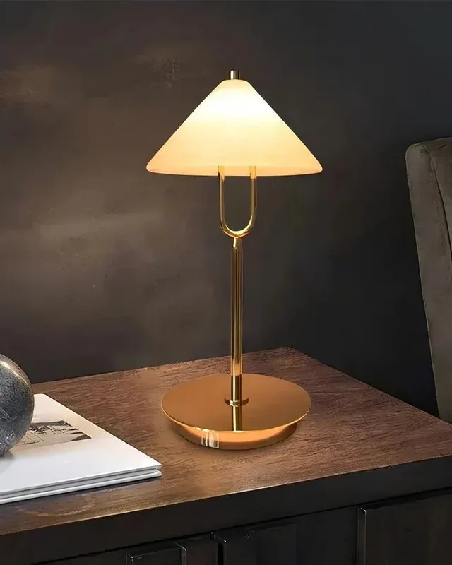 Fuji Circular Table Lamp - Elegant Alabaster Stone - Heritage Brass — LightsStory LED General Lighting  
