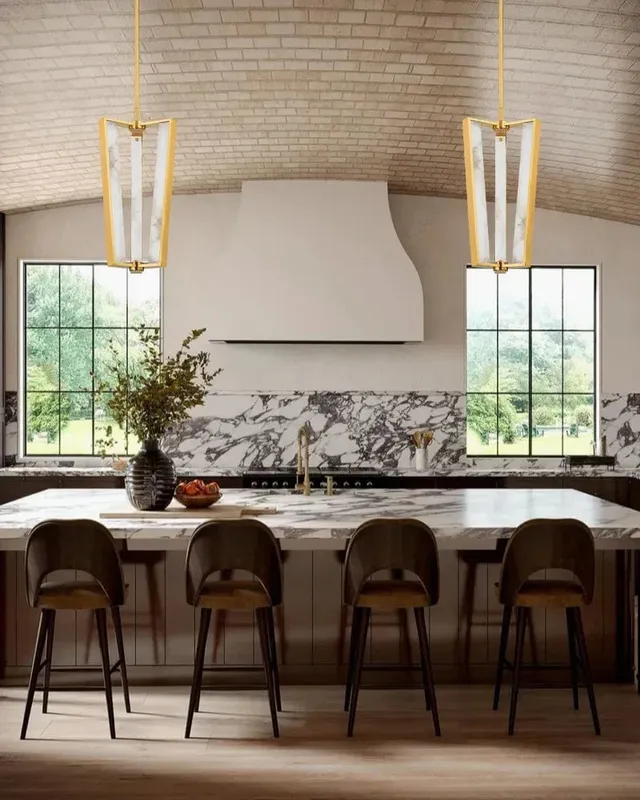 Edgemere Alabaster Geometric Pendant Light - Statement Heritage Brass — LightsStory LED Linear Lights  