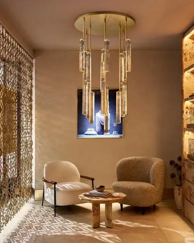 Valence Linear Crystal Chandelier - Lux Gold & Black - Statement Piece — LightsStory LED Linear Lights  