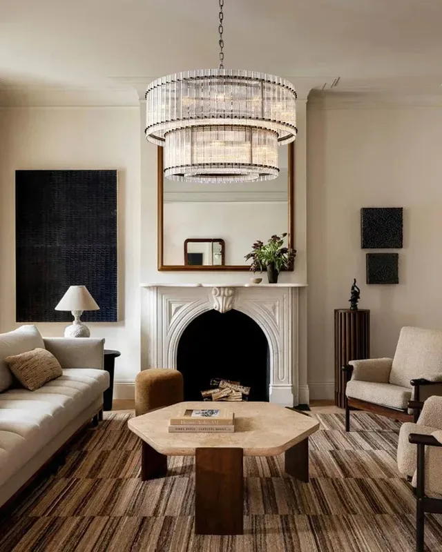 Val d’Isère Round Statement Chandelier - Architectural Glass - XL Tier — LightsStory LED Pendant Lights  