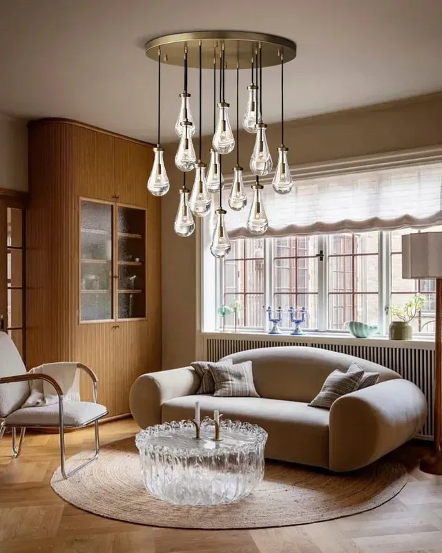 Aveline Statement Cluster Pendant Light - XL Crystal Rainfall Round — LightsStory LED Pendant Lights  