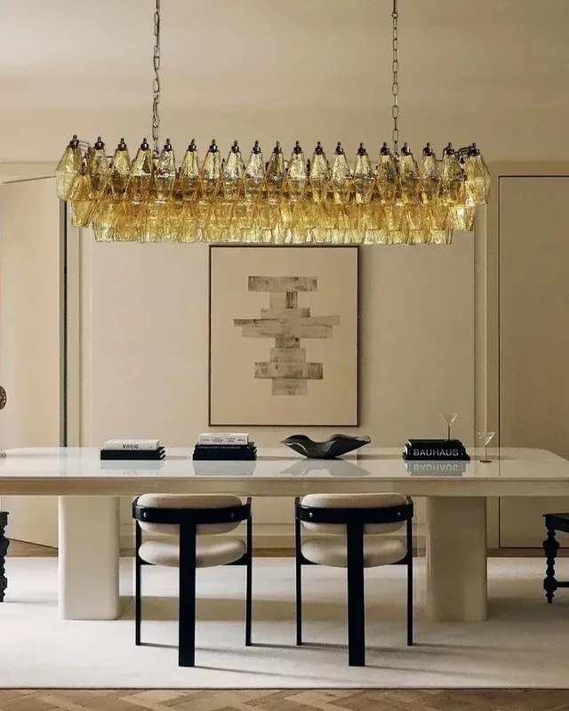 Cortina Rectangular Chandelier - Statement Murano Glass - XL Tier — LightsStory LED Linear Lights  