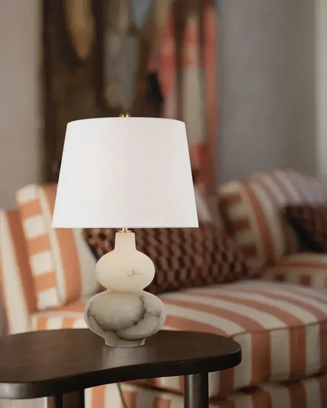 Ciccio Alabaster Drum Table Lamp - Statement Geometric Natural Stone — LightsStory LED General Lighting  