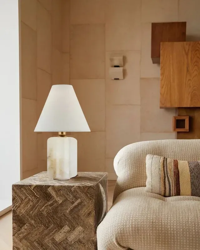 Lota Alabaster Drum Table Lamp - Serene Natural White Stone — LightsStory LED General Lighting  