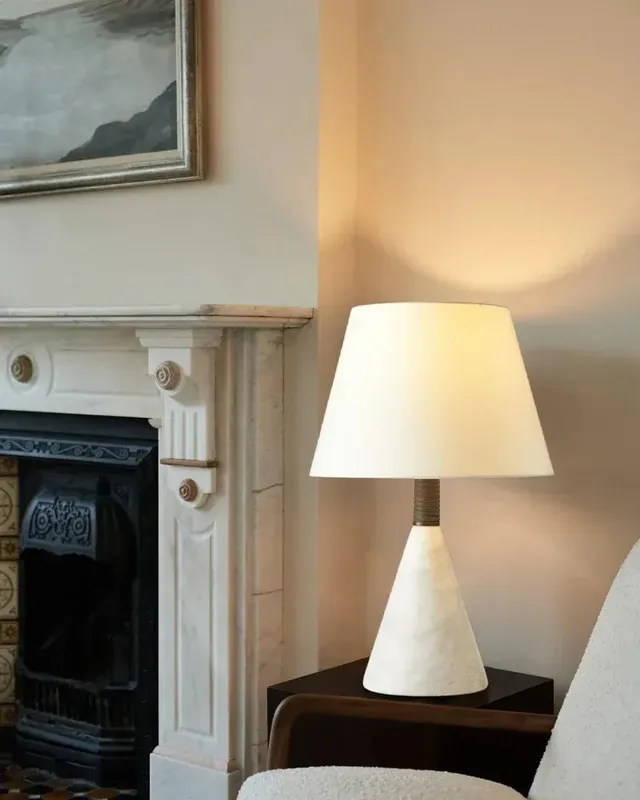 Everly Alabaster Drum Table Lamp - Serene Natural Stone - Small — LightsStory LED General Lighting  
