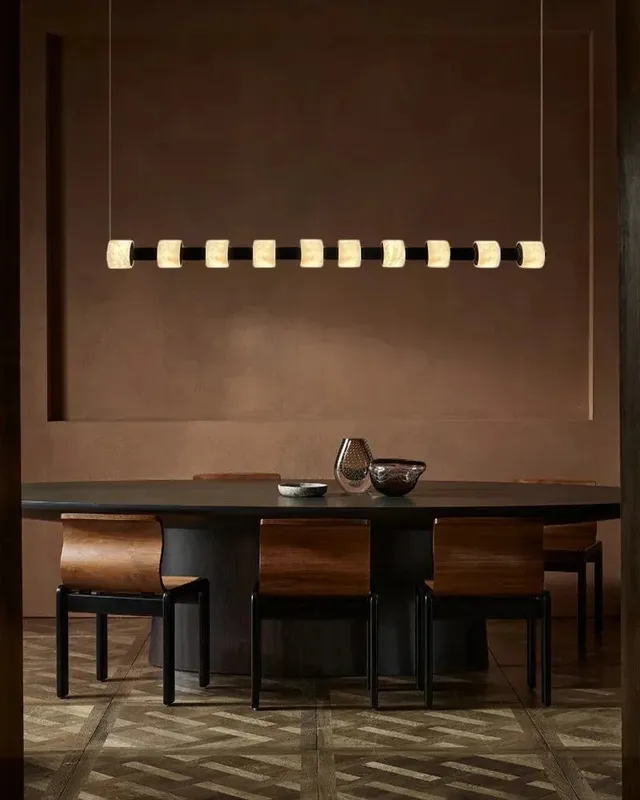 Linear Ring Alabaster Pendant Light - Geometric - 5 to 10 Lights — LightsStory LED Linear Lights  