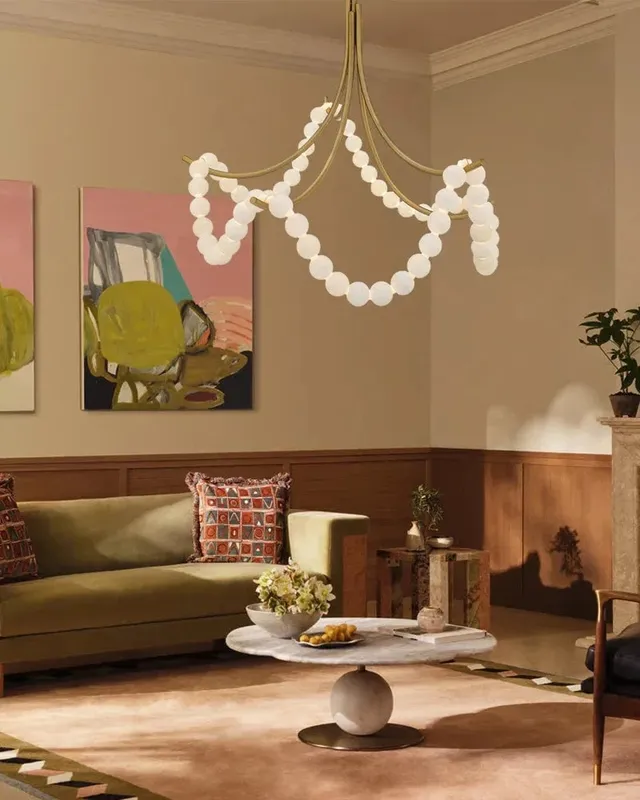 LightsStory Globe Alabaster Statement Chandelier - Brass & Black — LightsStory LED Pendant Lights  