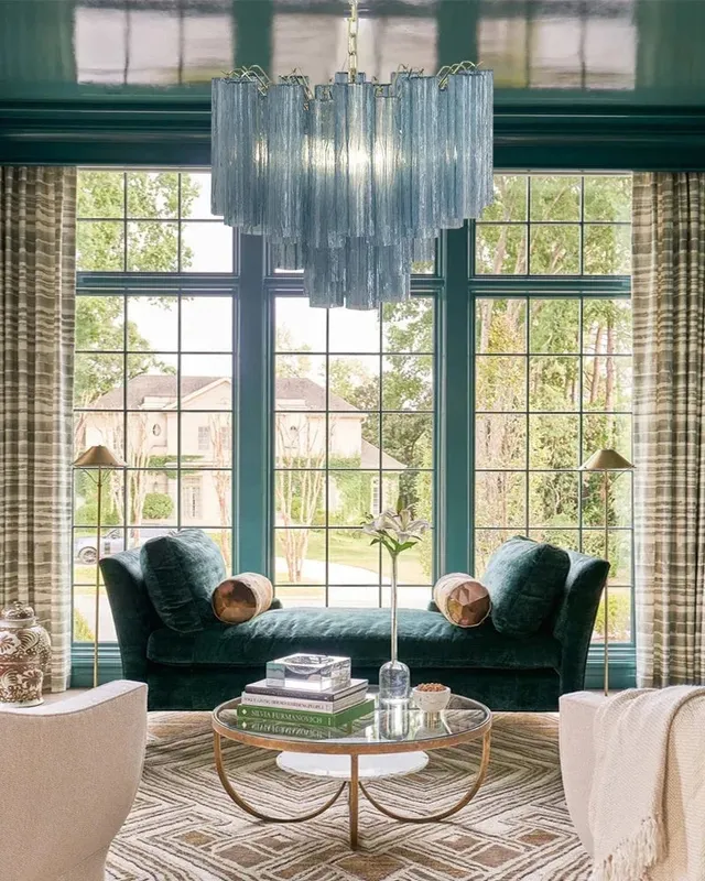 Cortina Murano Elevated Blue Glass Chandelier - Round Multi-Tier — LightsStory LED Pendant Lights  