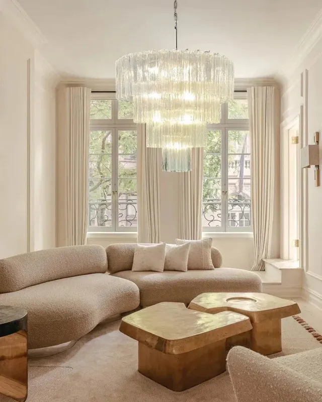 Cortina Round Statement Chandelier - XL Tiered Fluted Glass — LightsStory LED Pendant Lights  