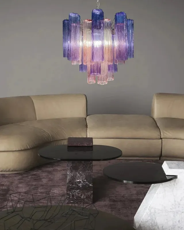 Cortina Round Statement Chandelier - Purple Murano Glass - XL Tiered — LightsStory LED Pendant Lights  