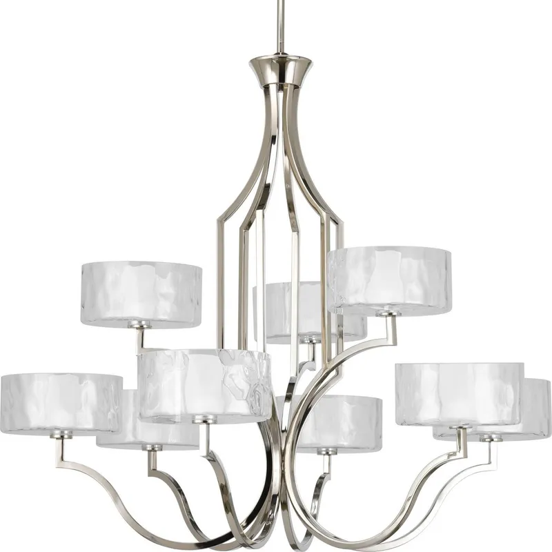 Caress Collection Nine-Light Clear Water Glass Chandelier Light — Progress Lighting LED Landscape Lights  