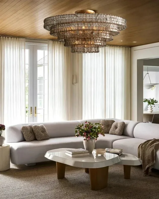 Giverny Layered Round Flush Mount Ceiling Light - Iconic Glass - Small — LightsStory LED Ceiling Lights  