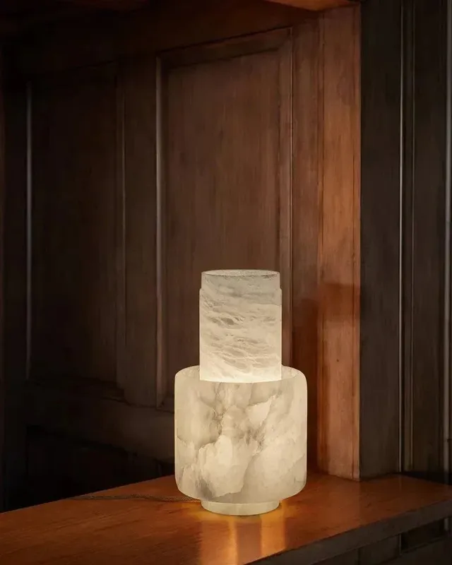LightsStory Serene Alabaster Cylinder Table Lamp - Natural Stone — LightsStory LED General Lighting  