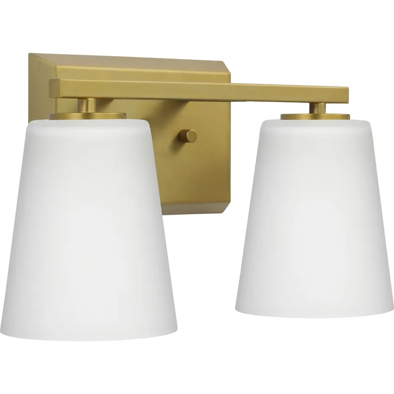 Vertex Collection Two-Light Etched White Glass Bath Light — Progress Lighting LED Wall Lights  
