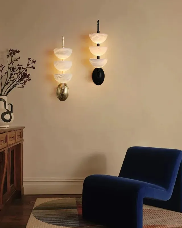 LightsStory Alabaster Round Wall Sconce - Sculptural Heritage Brass — LightsStory LED Wall Lights  