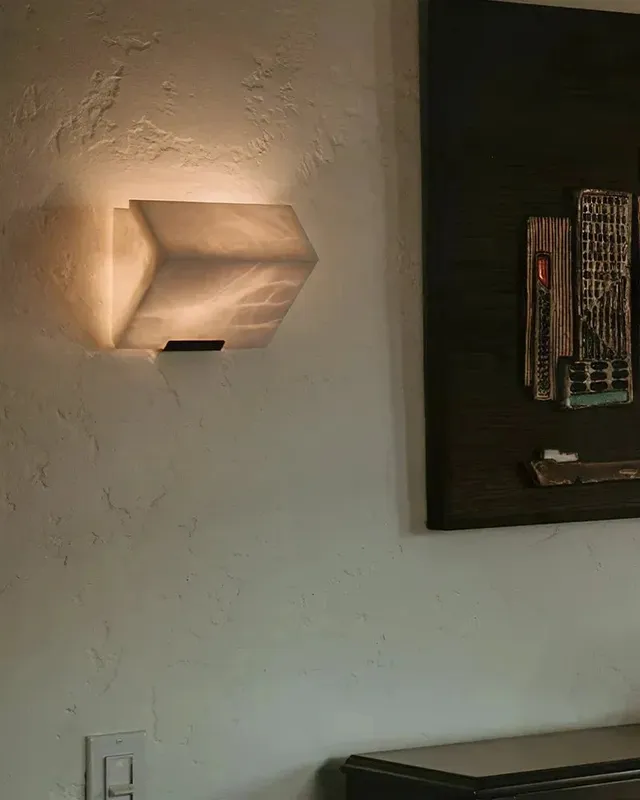 LightsStory Angular Alabaster Wall Sconce - Statement Geometric Square — LightsStory LED Wall Lights  