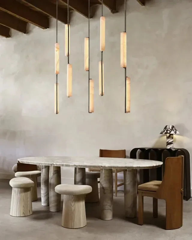 Valence Linear Alabaster Cluster Pendant Light - Statement Brass — LightsStory LED Linear Lights  