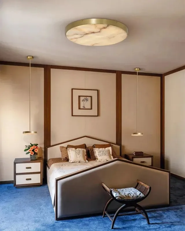 Knokke Alabaster Round Flush Mount Ceiling Light - Heritage Brass - Statement Small — LightsStory LED Ceiling Lights  