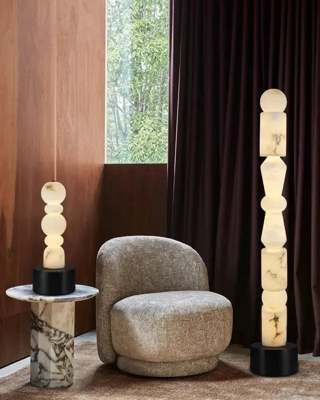 LightsStory Serene Alabaster Round Table Lamp - Natural Stone Small — LightsStory LED General Lighting  