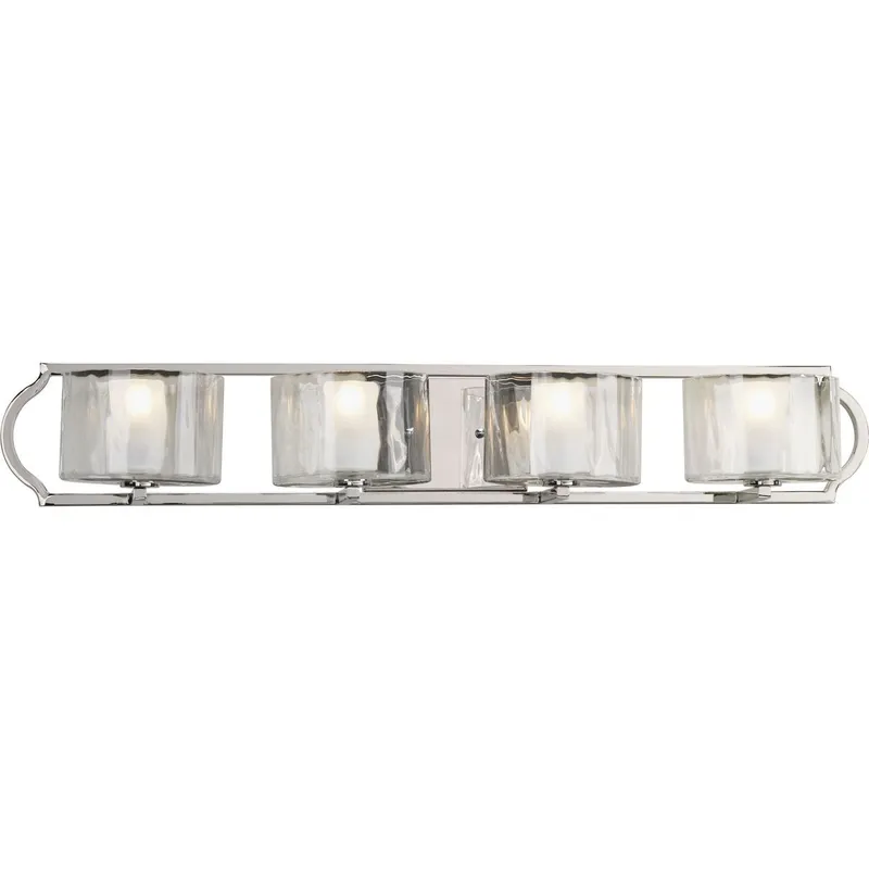 Caress Collection Four-Light Clear Water Glass Bath Vanity Light — Progress Lighting LED Wall Lights  