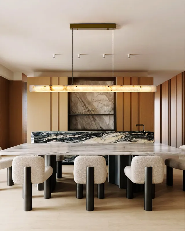 LightsStory Linear Alabaster Pendant Light - Statement Natural Stone — LightsStory LED Linear Lights  
