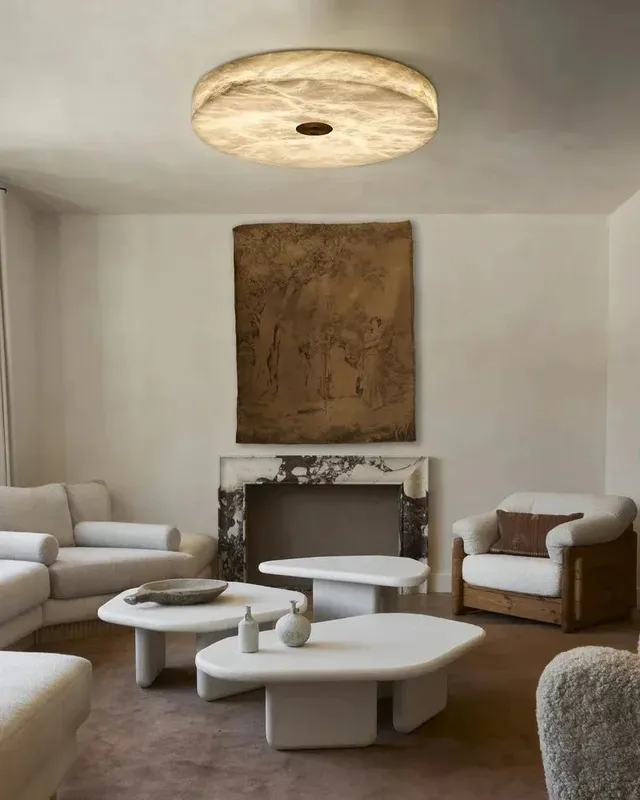LightsStory Sculptural Alabaster Ceiling Light  - Round Statement Light — LightsStory LED Ceiling Lights  