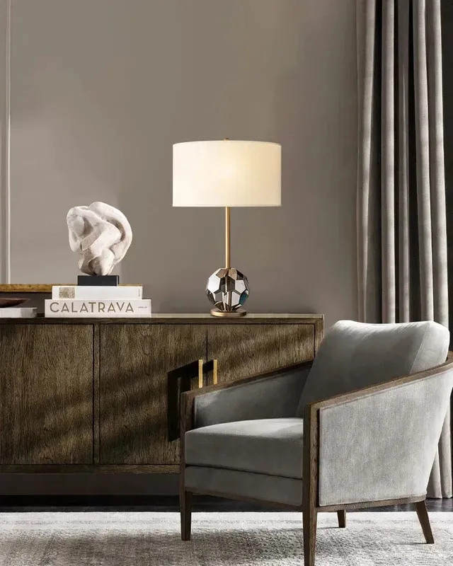 LightsStory Prismatic Crystal Globe Table Lamp - Bespoke Fabric Shade — LightsStory LED General Lighting  