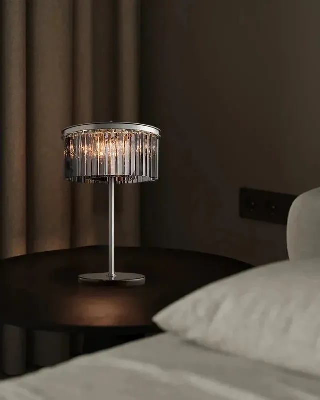 Deauville Round Crystal Table Lamp - Elevated Small Double Tier — LightsStory LED General Lighting  