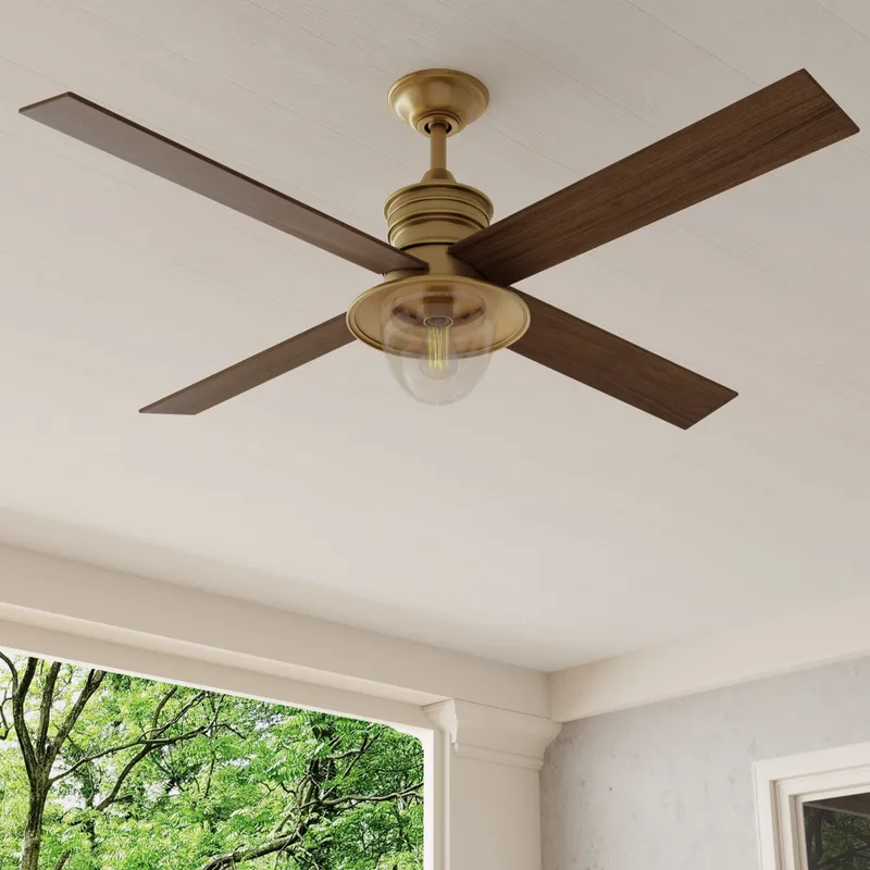 Gillen 56" 4-Blade LED Indoor/Outdoor Ceiling Fan with Light Kit and Clear Glass Shade — Progress Lighting LED Post Top Lights  