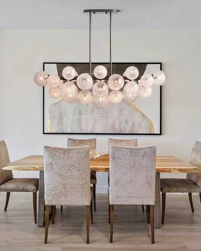 Megève Linear Cluster Chandelier - Statement Bubble Glass - Black — LightsStory LED Linear Lights  