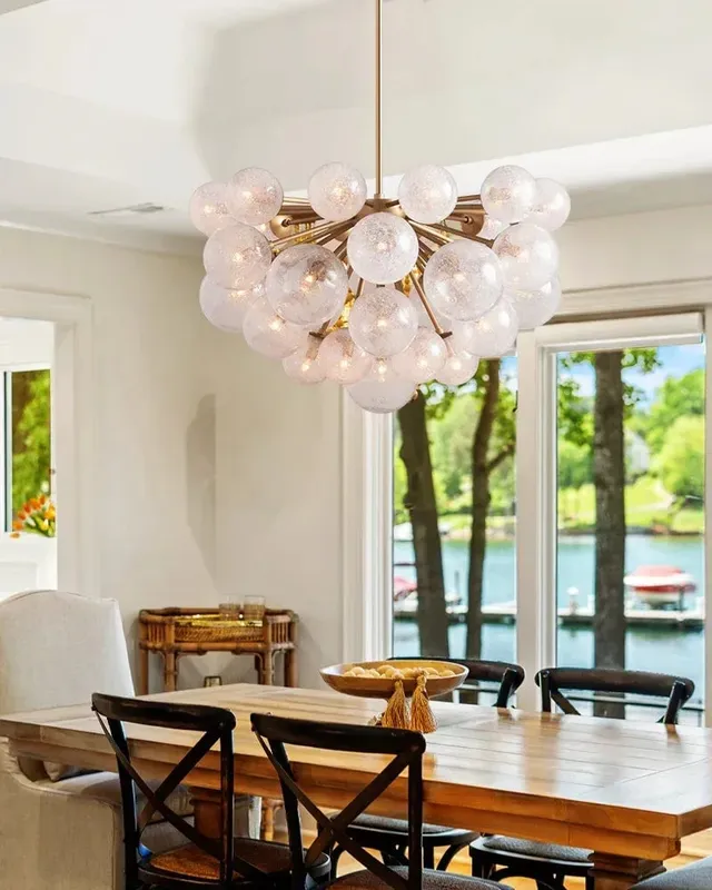 Megève Cluster Chandelier - Iconic Bubble Glass - Heritage Brass — LightsStory LED Linear Lights  