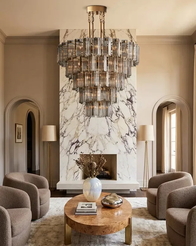 Saint-Cirq Tiered Glass Pendant Light - Statement Oval - Clear & Smoky — LightsStory LED Pendant Lights  