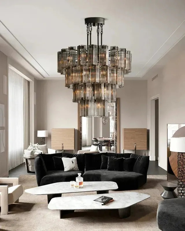 Saint-Cirq Statement Chandelier - Grande Reeded Glass - Multi-Tier — LightsStory LED Pendant Lights  