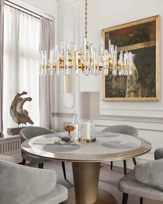 Zermatt Grande Crystal Chandelier - Statement Round Heritage Brass — LightsStory LED Pendant Lights  
