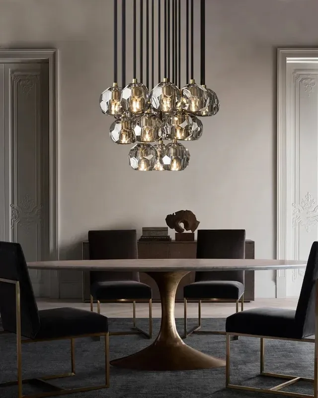 LightsStory Statement K9 Crystal Cluster Pendant Light - Small Round — LightsStory LED Pendant Lights  
