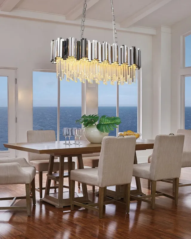 LightsStory Oval Crystal Statement Chandelier - Brushed Chrome XL — LightsStory LED Linear Lights  