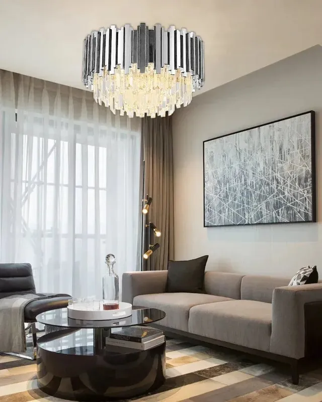 LightsStory Multi-Tier Crystal Ceiling Light - Iconic Chrome Round — LightsStory LED Pendant Lights  