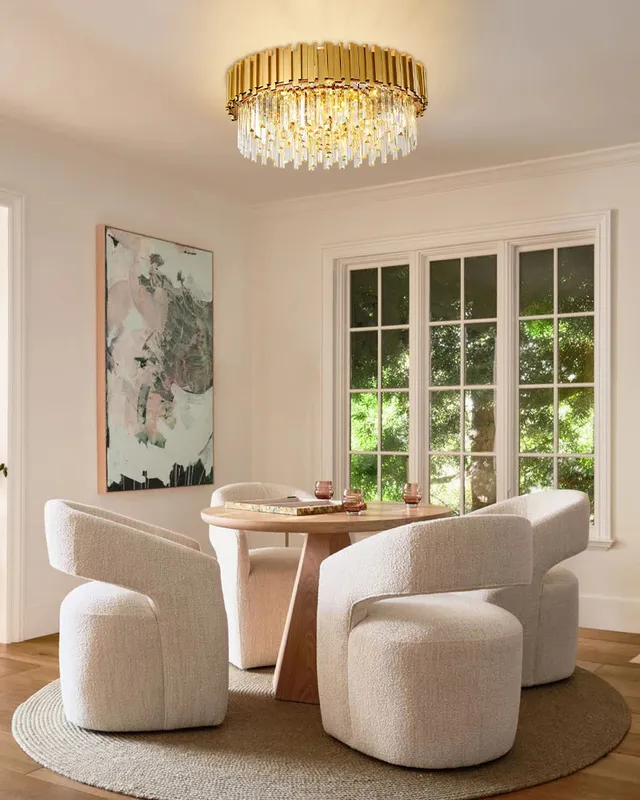 LightsStory Prismatic Round Flush Mount Ceiling Light - K9 Crystal Gold — LightsStory LED Ceiling Lights  