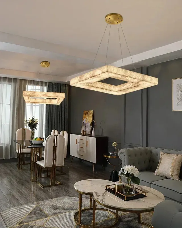 LightsStory Alabaster Square Pendant Light - Statement Sculptural — LightsStory LED Pendant Lights  