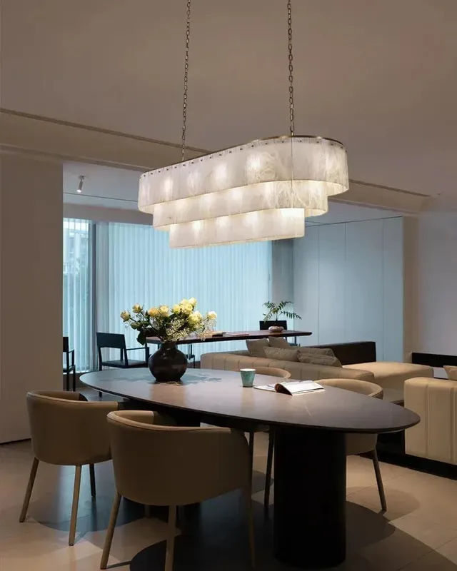 LightsStory Rectangular Alabaster Statement Chandelier - 3-Tier Large — LightsStory LED Linear Lights  