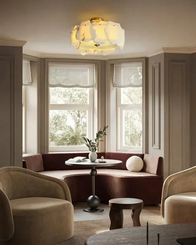 LightsStory Serene Alabaster Ceiling Light Flush Mount - Natural Stone — LightsStory LED Ceiling Lights  