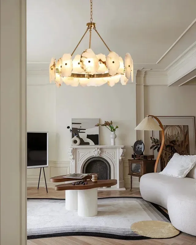 LightsStory Alabaster Round Statement Chandelier - Lux Gold — LightsStory LED Pendant Lights  