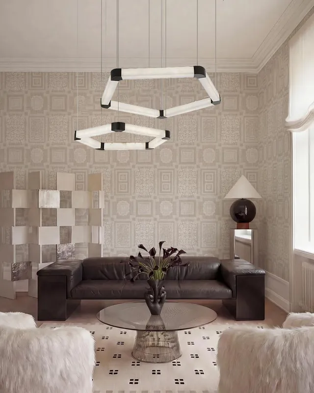 LightsStory Signature Square Chandelier - Alabaster & Matte Black — LightsStory LED Pendant Lights  