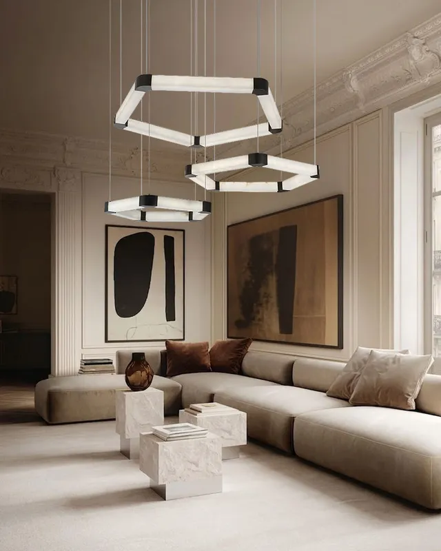 LightsStory Alabaster Square Statement Chandelier - Matte Black — LightsStory LED Pendant Lights  